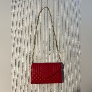 Cherry Red Quilted Shoulder Bag with detachable straps!